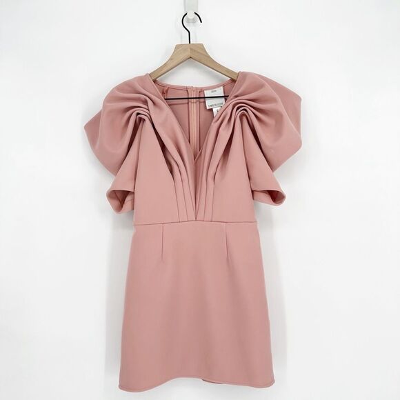 NEW Asos C/MEO On The Level Mini Dress Puff Sleeve Pink Small - Picture 1 of 12